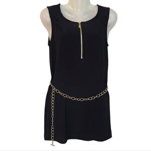 Joseph Ribkoff Black Sleeveless Chain Belt Women 4 Stretch Mini Dress Goth Punk
